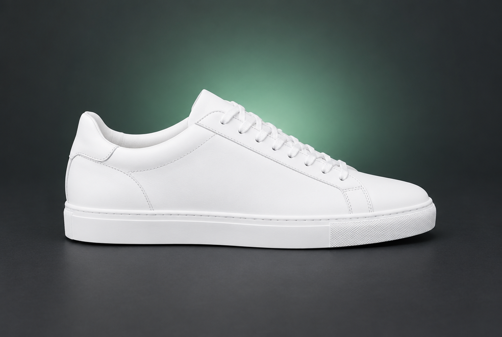 Same white sneaker after cleaning with KLAYN — bright and clean
